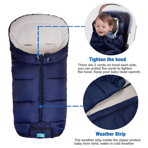 Yobee Universal Stroller Sleeping Bag, Toddler Size, Winter Outdoor Tour Waterproof Baby Bunting Bag, Center and Botton
