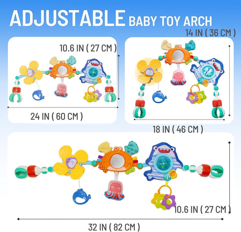 6-12 Adjustable Baby Stroller Arch Toy, Car Seat Toys for Infants Months Bassinet Hanging Toy Bar Attachment
