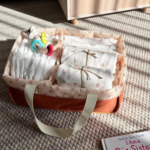 Baby Diaper Caddy Organizer Nursery Storage Basket Diaper Tote Bag Nappy Storage Bin for Car Travel (Orange) by Lmbabter