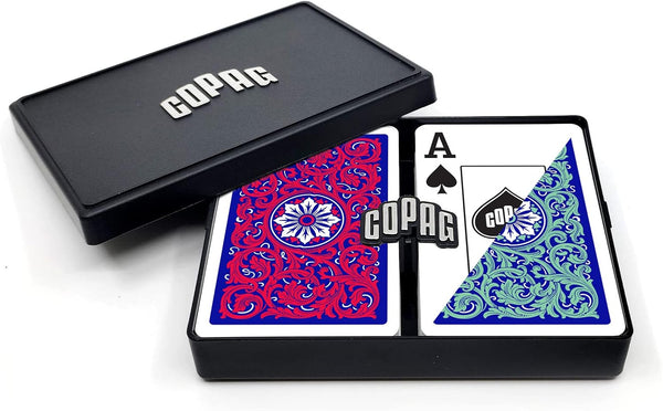 Copag 1546 Neoteric Design 100% Plastic Playing Cards, Bridge Size Green/Red Double Deck Set