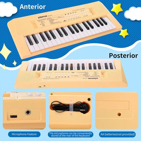 ZuzuBlooploo 37 3 4 5 6 Kids Piano Keyboard, Keys Portable Music Keyboard Early Learning Educational Electronic Music