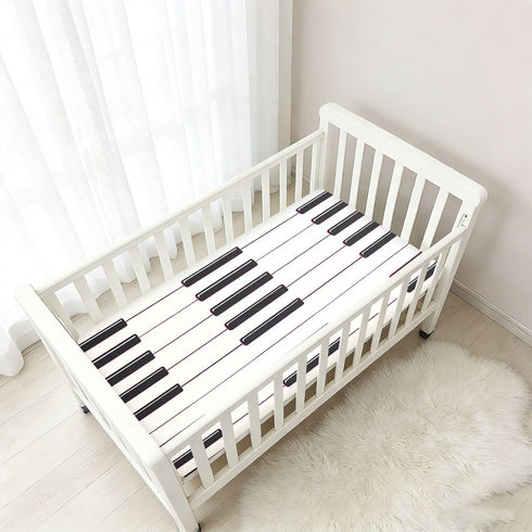 miaozhen 1 Pack 52x28 Cotton Baby Crib Sheets Soft Comfy Simple Line Art Black and White Piano Keys Boy Girl Crib Sheet