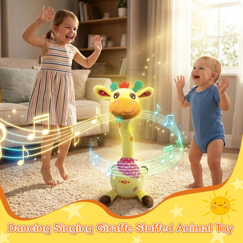 3-18 1-3 Tummy Hunfur Talking Dancing Giraffe Baby Toys for Months, Singing Recording Repeats What You Say with Glowing
