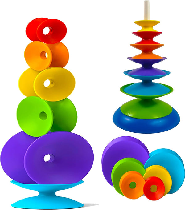 Rainbow Spinning Wheel Toy, Kids Stackable Spinning Toy for Babies and Toddlers, Interactive Learning Toys