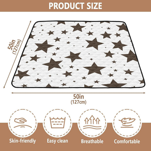 EtherSpher 50'' 50''con Black and White Illustration Design Stars Brown Large Stylish Baby Play Mat for Floor