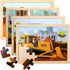 Wooden Vehicle Puzzles for Kids Age 3-5 - 4 Pack 24 Pcs Montessori Toddler Jigsaw Puzzles for Learning Activities