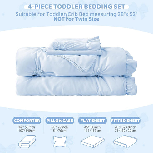 Set 4 Set, Set Wowelife Boho Tufted Toddler Bedding for Girls, Pcs Ruffle Floral Crib Bed Sheets Jacquard Embroidery