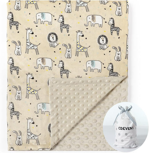 CREVENT Cozy Soft and Warm Mink Baby Blanket, Gift Packing with Ribbon