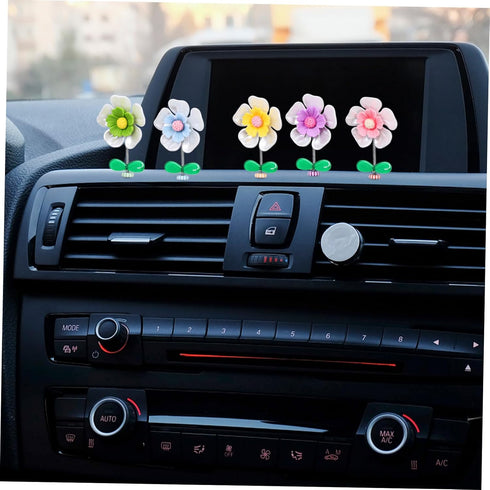 10 Pcs Car Flower Dancing Figures, Desktop Bobblehead Doll Accessories for Dashboard Decor and Ornaments