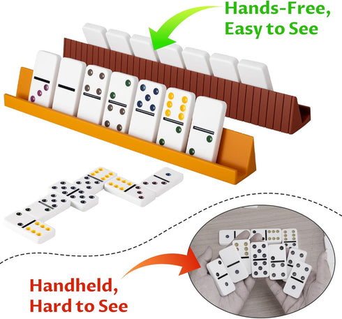 NiToy Set 8, 10"x1.18"x1.18" 3 6 4 Silicone Domino Racks of Dominoes Holders/Trays Tilt Options for Mexican Train