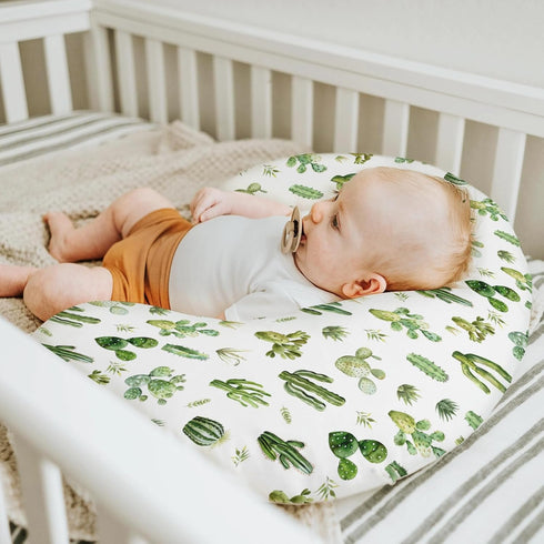 Watercolor Cactus Baby Nursing Pillow Covers for Boy Girl Green Cactus Leaves Nursery Pillowcase for Breastfeeding