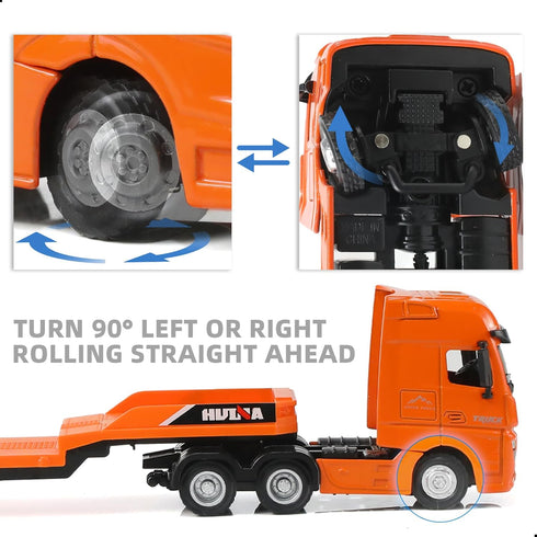 1/50 Flatbed Semi Truck Trailer Toy, Large Diecast for MAX Metal Model Transport Tractor Gifts for Boys Adult Model Car
