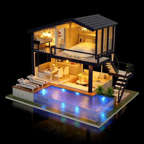 GuDoQi DIY Miniature Dollhouse Kit, Tiny House with Music, 1:24 Scale, Great Gift for Birthday or Christmas