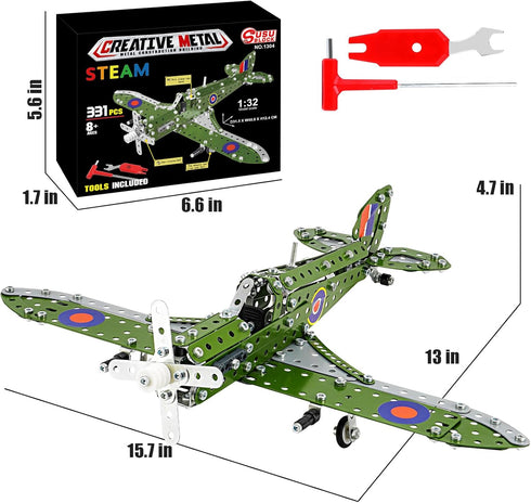 BESTYMXY Set 1:32 8-12, Model Airplane, Assembly Building Scale Airplane Model Metal Toys, STEM Projects for Kids Ages