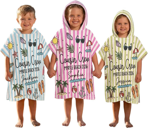 Cousin Crew Summer Trip - Personalized Beach Towel, Personalized Cousin Crew Hooded
