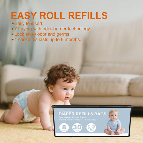 Pails,120 5600 Diapers,7-Layer (4 Pack) Diaper Pail Refills Bags Compatible with Genie Easy Roll Signature and Platinum