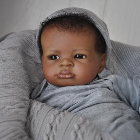 20 Inch 3 WOOROY Realistic Reborn Baby Dolls Black Boy, African American Newborn Boy Doll, Lifelike Weighted Soft Body