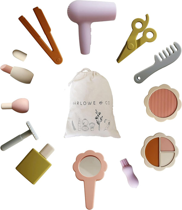 Marlowe & Co Silicone Hair Salon and Makeup Kit for Toddlers and
