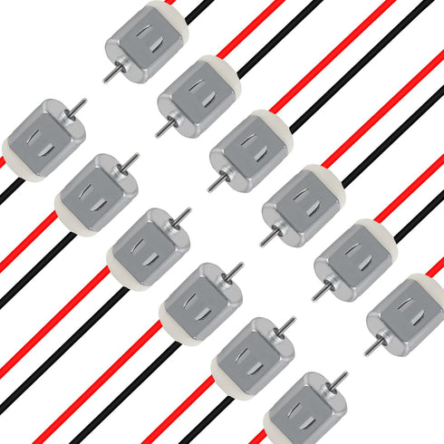 12 Pack Type 130 Miniature DC Motors 1.5V-6V with Male Dupont Jumper Wire for Arduino DIY Projects