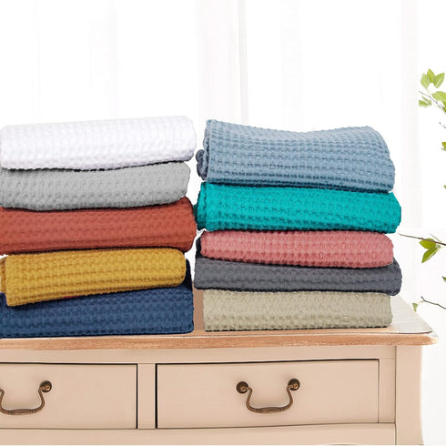 PHF 100% Cotton Baby Waffle Blankets, Lightweight Washed Soft Breathable, 30"x40" for Boys and Girls, Teal