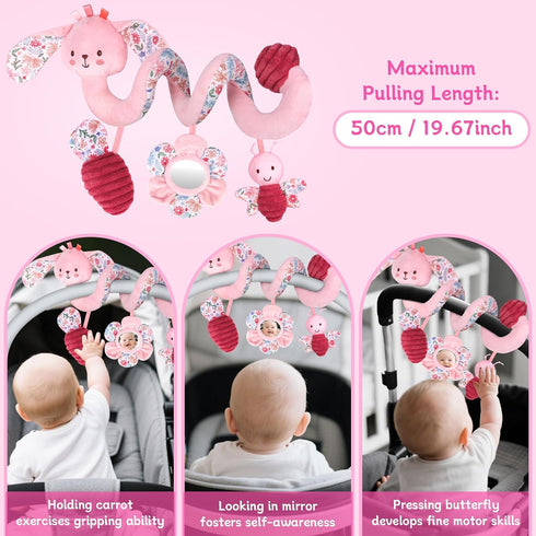 0-6 Hanging Car Seat Toys, Spiral Crib & Stroller Activity Toys with Rattles for Babies Months, Baby Car Seat