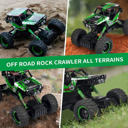 1:14 4WD DOUBLE E Scale Large Remote Control Car Monster Trucks with Head Lights, Off-Road All Terrain RC Car