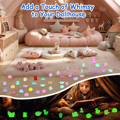 200 Set 32 Pcs Mini Resin Animal - Styles Glow in The Dark Tiny Figurines for Fairy Garden, Party Favors, Dollhouse