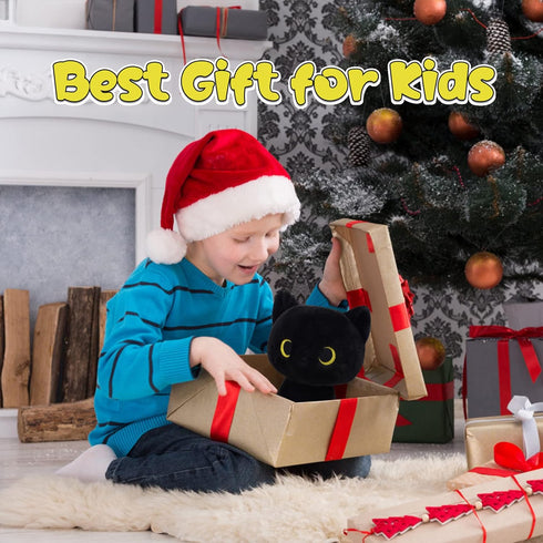 Cute Black Cat Plush Toy - Kawaii Black Cat Stuffed Animals - Creative Soft Stuffed Cat Plush Toys for Kids Boys Girls