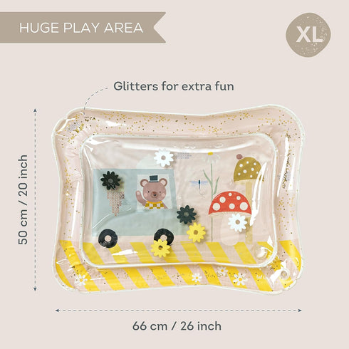 Tummy Tummy Tummy Taf Toys Time Water Mat for Babies - Stimulating Baby Water Play mat, Time Sensory Mat with Floating