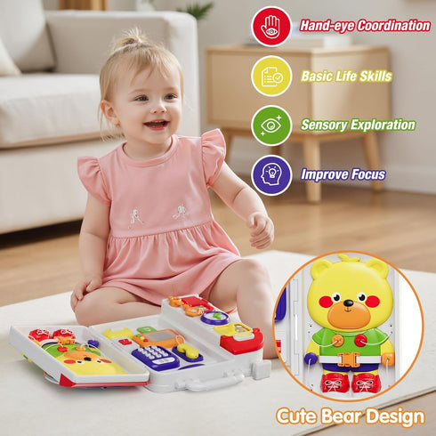 1-3 2-4Musical 12-18 1 HYES Montessori Busy Board for Toddlers Toy for Month Age, Early Educational Learning Birthday