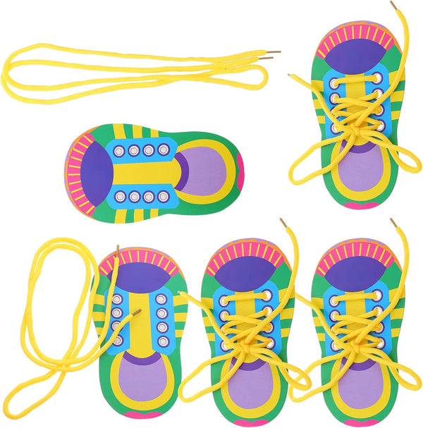 NUOBESTY Shoelace Threading Teaching Toys, Learn to Tie Shoelaces Toy for Kids, Fine Motor Skills Educational Toys