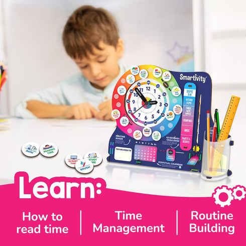 8-14 8,9,10,11,12,13,14 Smartivity DIY Interactive Clock with Stationary Organiser for Kids Ages | Features an Infinity