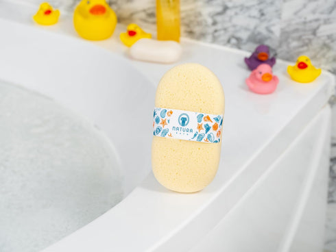 Set Hypoallergenic Natural Baby Sponge & Wash Cloth for Bath Ultra-Soft, Gentle, Safe for Newborns, Infants & Sensitive
