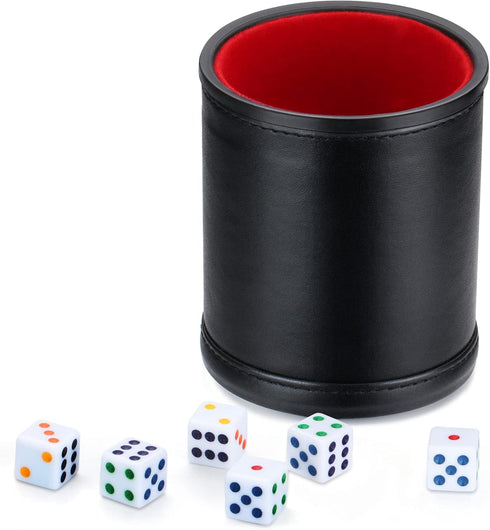 Delta-shop Felt Lined Professional Dice Cup - Quiet with 6 Dice for Yahtzee Game