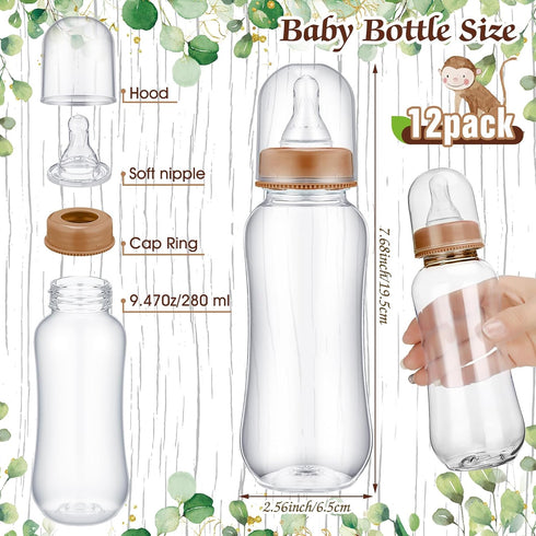 Sets 12 TrelaCo Woodland Animal Cool Baby Shower Games Bottle Chug Sign Wooden Woodland Gift Gender Reveal Party Favors