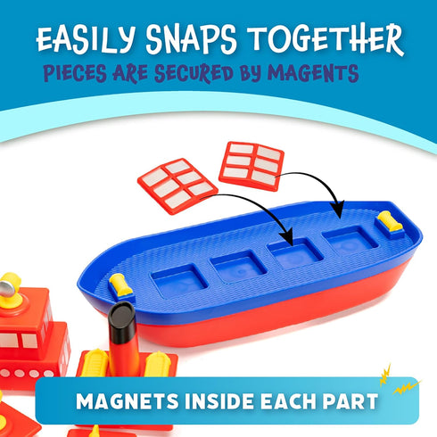 Set, 3 10 Popular Playthings Magnetic Build-a-Boat High Seas Play Waterproof Floating Bath Toddler Toys, Gifts for Kids