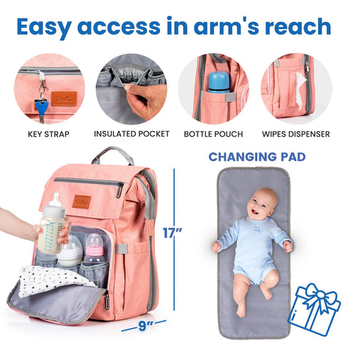 PILLANI Nursing Pillow & Diaper Bag Combo - Perfect Baby Shower Gift