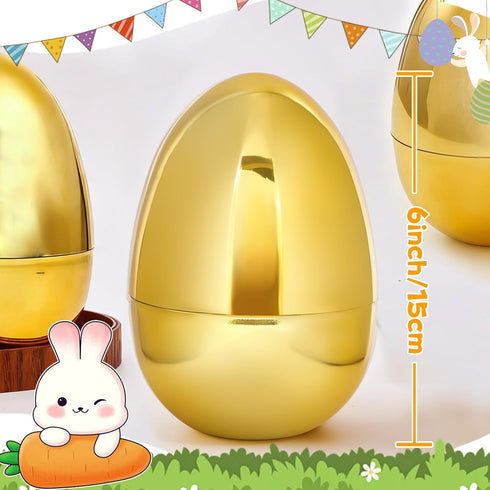 Digwry 8 6 Inch PCS Jumbo Gold Plastic Easter Eggs, Giant Metallic Golden Easter Eggs Fillable Large Empty Egg