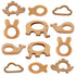 12-Pcs Baby Teether Toys, Wooden Teething Rings and Animal Toys, Toddler Chew Toys, Suitable for Children Over 36 Months
