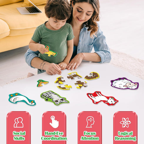 9 Packs Farm Animal Puzzles for Kids Aged 3+, Shaped Puzzles for Beginners, Educational Activity for Toddlers