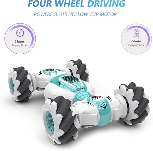 GoolRC RC Stunt Car - 2.4GHz 4WD Remote Control Car, Deformable Off Road Car with 360° Flips (Blue)