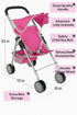 2 fash n kolor - Doll Stroller My First Baby Doll Strollers Toy - Flower Design with Basket in The Bottom- Doll