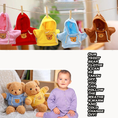 CHELEI2019 11.8" Cute Teddy Bear Stuffed Animal with Hoodie Plush Toy for Kids, Pink