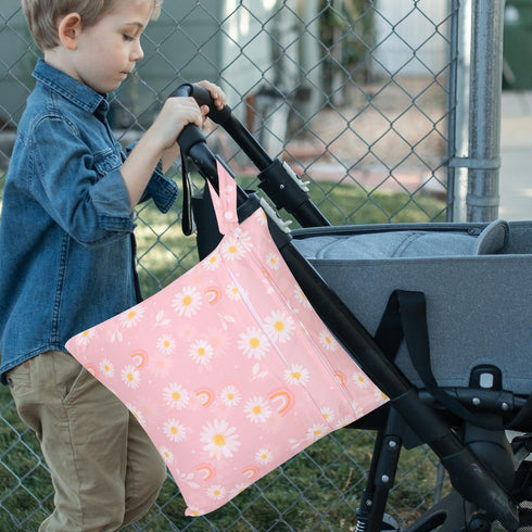 3pcs 2 SML, Baby Cloth Diaper Wet Dry Bags, Waterproof Reusable Wet Bag with Zipper Pockets & Handle, Washable Laundry