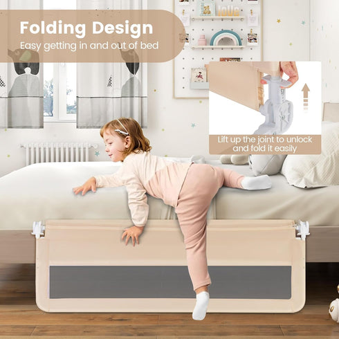 59-in (1 Pack, HONEY JOY Bed Rail for Toddlers, Extra Long, Portable Safety Bed Guardrail w/Double Safety Child Lock