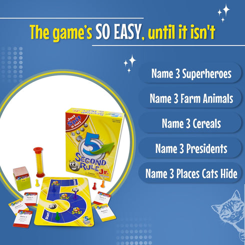 5 Second Rule Game Jr. - Simple Questions Card Game for Family Fun, Ages 6+, Party, Travel, Game Night