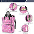 Jihqo Backpack 10L Diaper Bag Pink Polka Dots Bows Travel Diaper Bags for Women, Functional Baby Changing Bag
