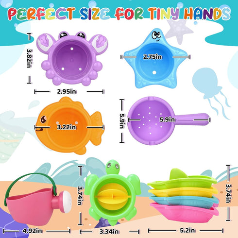 Babelshar 10 1-3, 1-3 12-18 Pcs Bath Toys for Kids Ages Bathtub & Pool Water Toys for Toddlers & Babies Months, Water