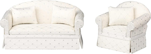 Dollhouse Sofa Armchair - Upholstered Miniature Living Room Chair for 6 inch Dolls, 1/12 Scale