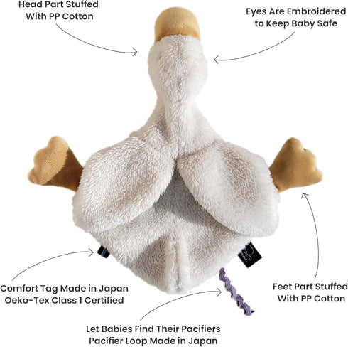 9.8 Inches (Pack 1) Helga The Goose, Pacifier Holder, Security Blanket Lovey, Infant Stuffed Toy, of (Cannoli Cream)